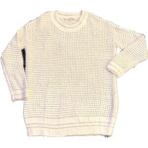 Rachel Roy Womens Sweater Large NWT Fresh Light Grey Ivory Silver Open Weave